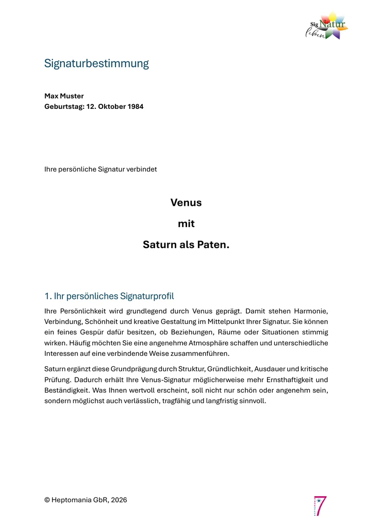 Vorschau der Musteranalyse zur Signaturbestimmung